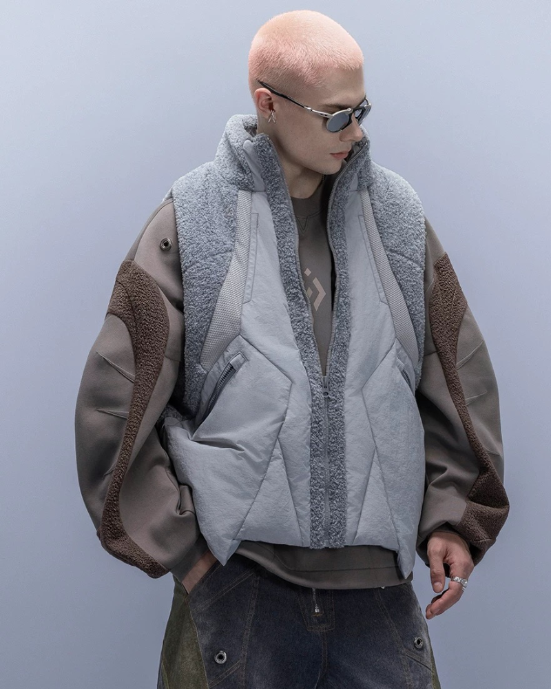 XIPHEVIL Cyberpunk Outfits Stand-Collar Lightweight Winter Down Vest