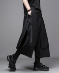 Dark Modern Japanese Loose Faux-Layer Hakama Pants