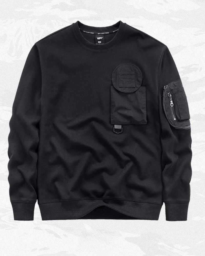 Dark-style Functional Crew Neck Long-sleeved Sweatshirt