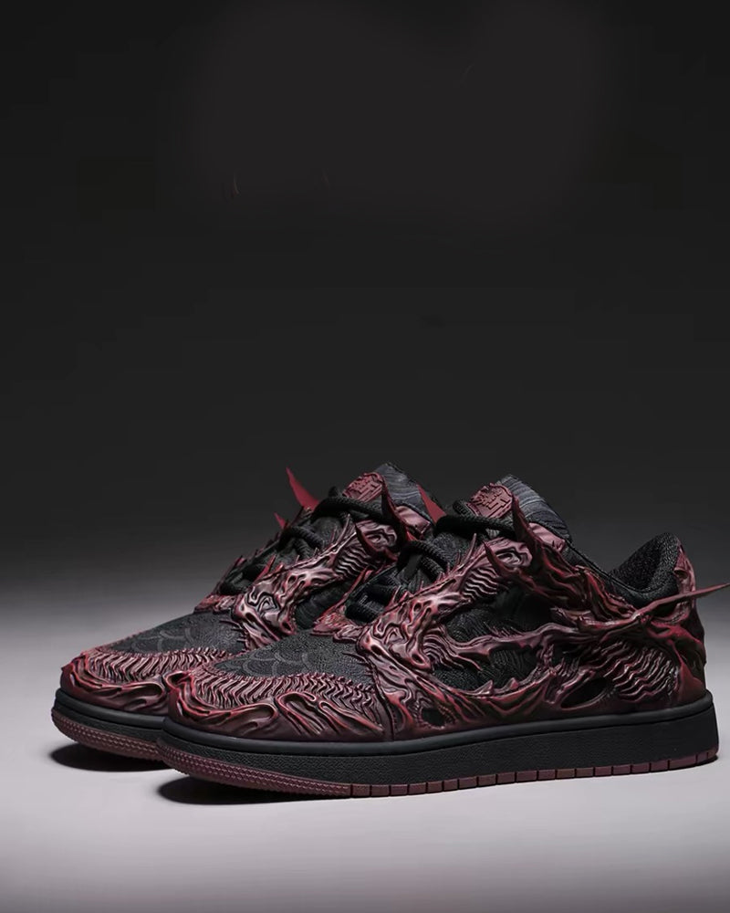 Techwear Armor-Textured Low-Top Sneakers