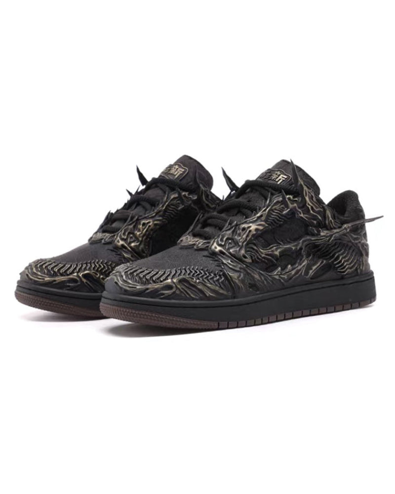 Techwear Armor-Textured Low-Top Sneakers