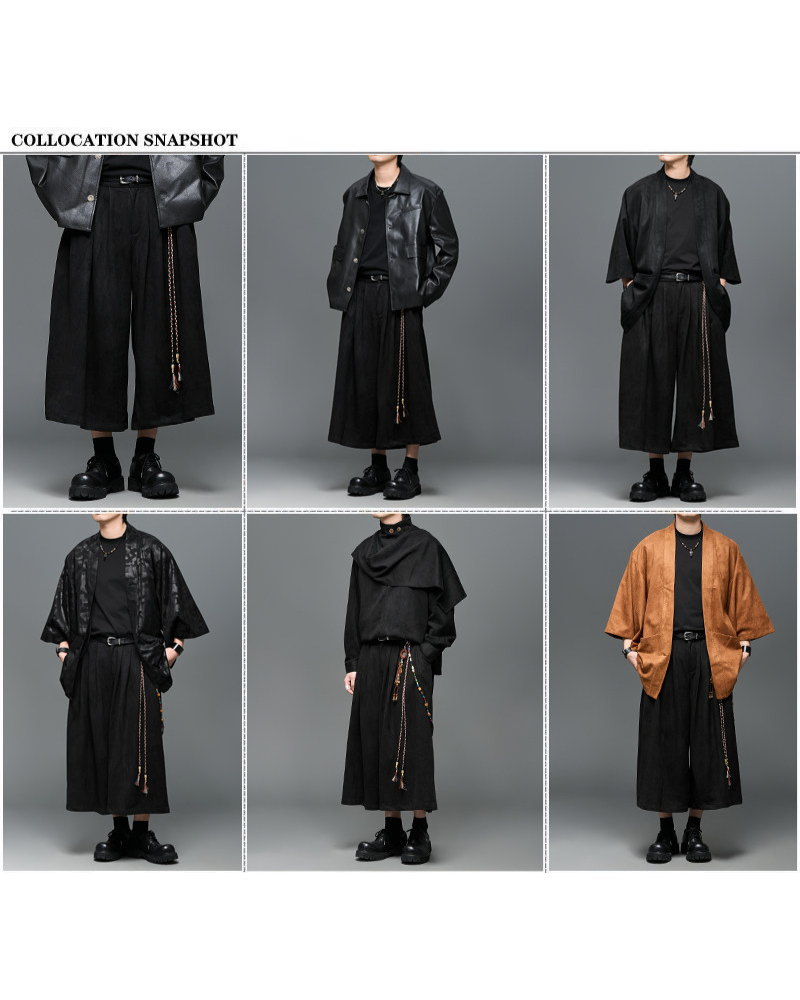 Modern Urban Edge Wide-leg Crop Hakama Pants