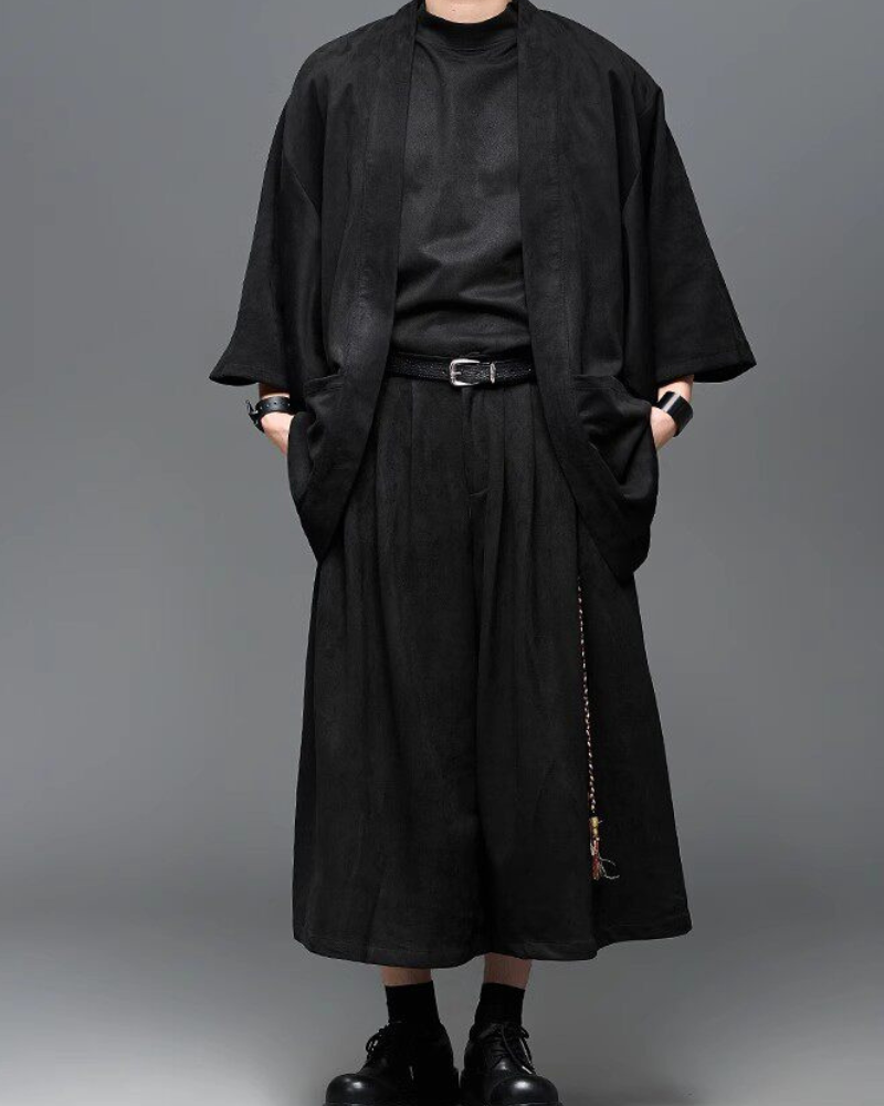 Modern Urban Edge Wide-leg Crop Hakama Pants