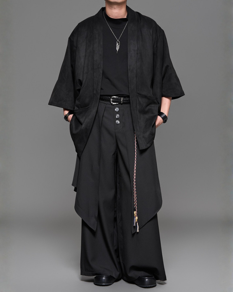 Darkwear Japanese-Style Fake Two-Piece Hakama Pants