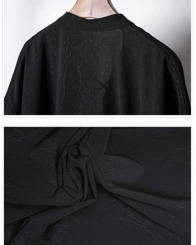 Darkwear Chain Lace-Up Textured Short Sleeve Shirt