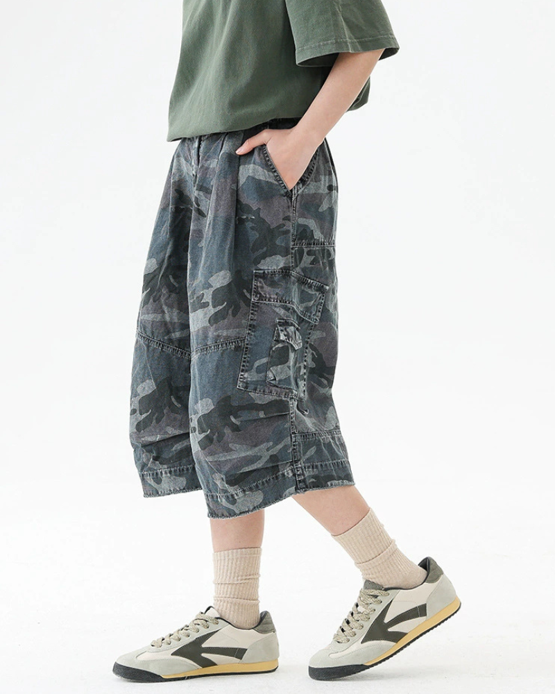 Streetwear Denim Style Baggy Camo Jorts