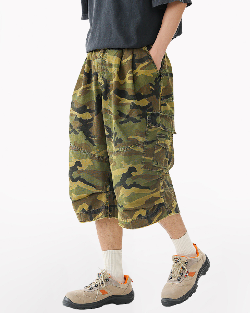 Streetwear Denim Style Baggy Camo Jorts