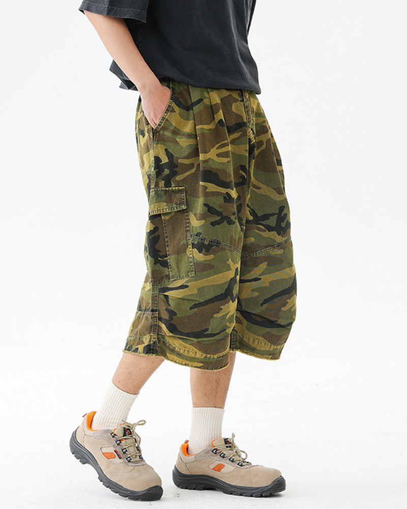 Streetwear Denim Style Baggy Camo Jorts