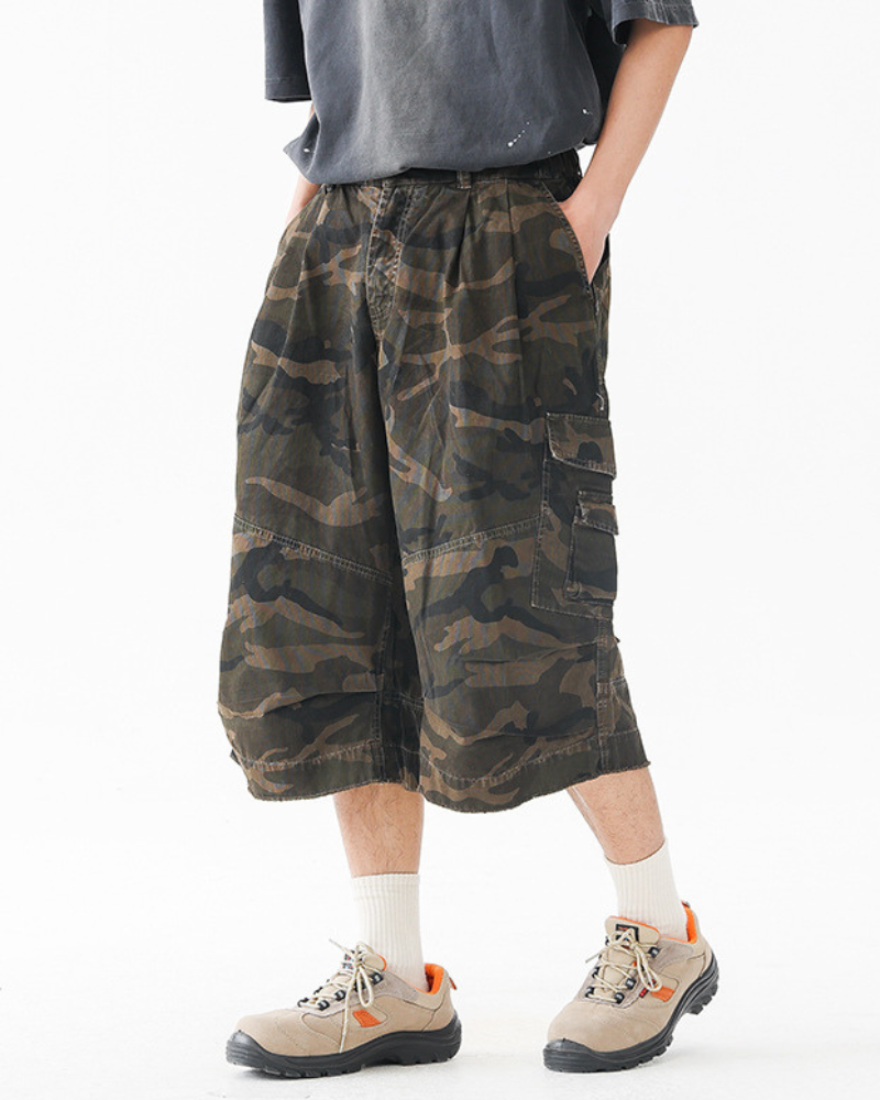 Streetwear Denim Style Baggy Camo Jorts
