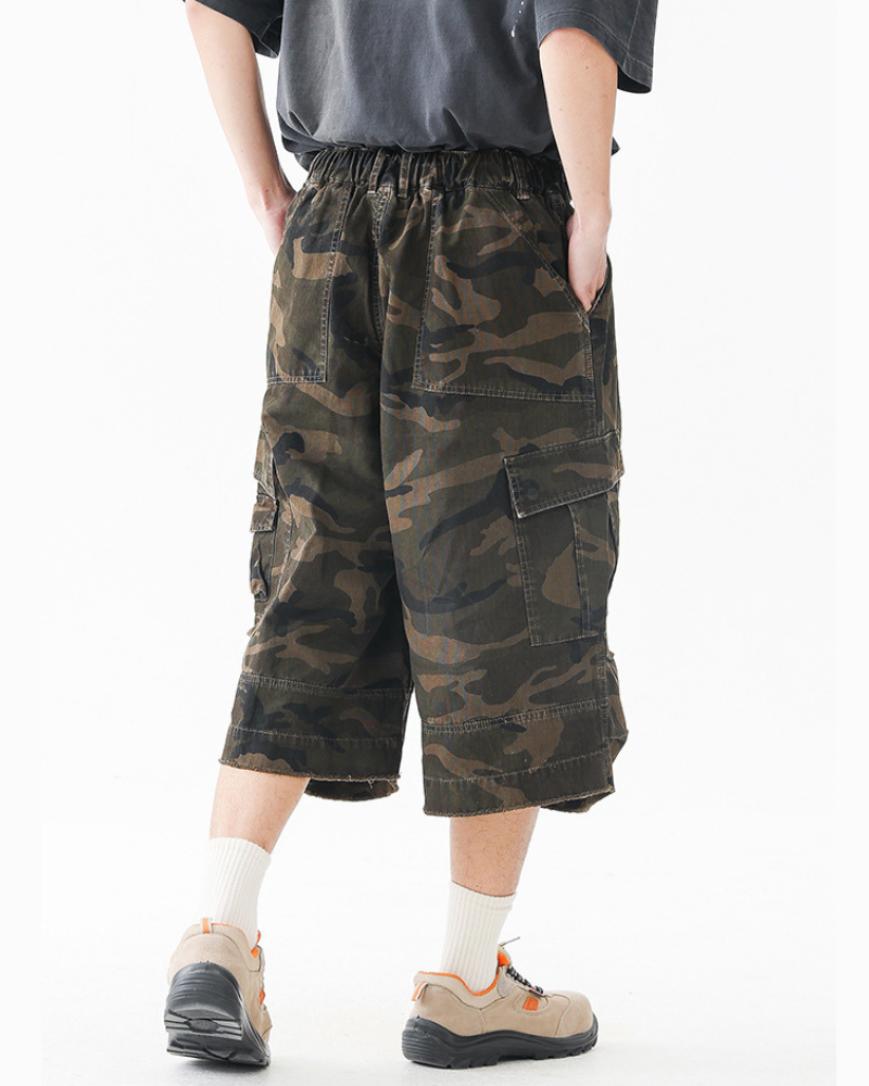 Streetwear Denim Style Baggy Camo Jorts
