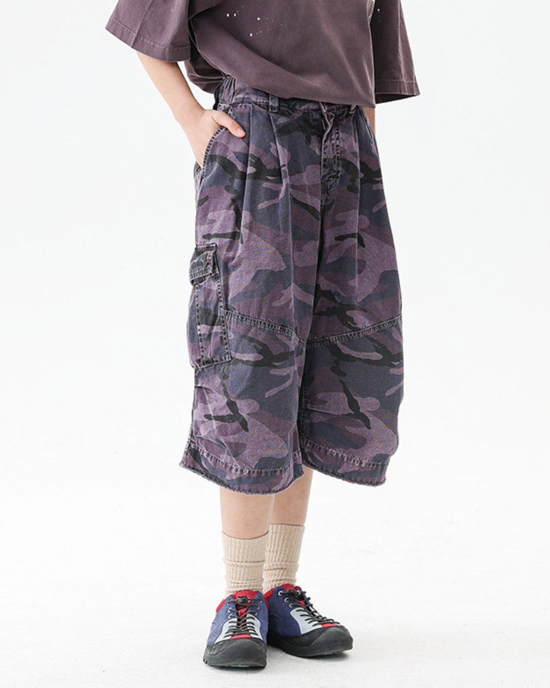 Streetwear Denim Style Baggy Camo Jorts