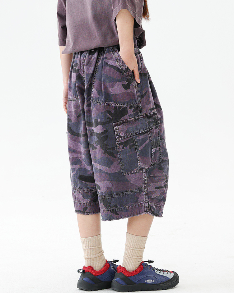 Streetwear Denim Style Baggy Camo Jorts