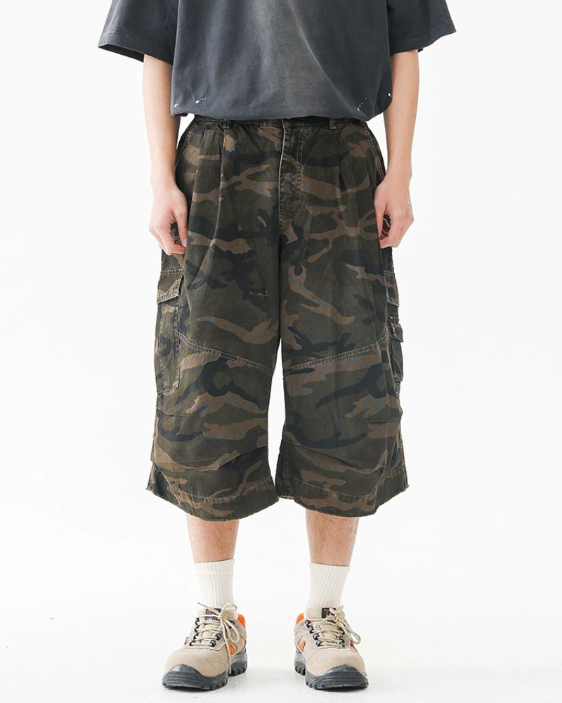 Streetwear Denim Style Baggy Camo Jorts