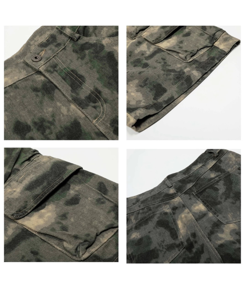 Techwear Denim Style Camo Jorts for Women