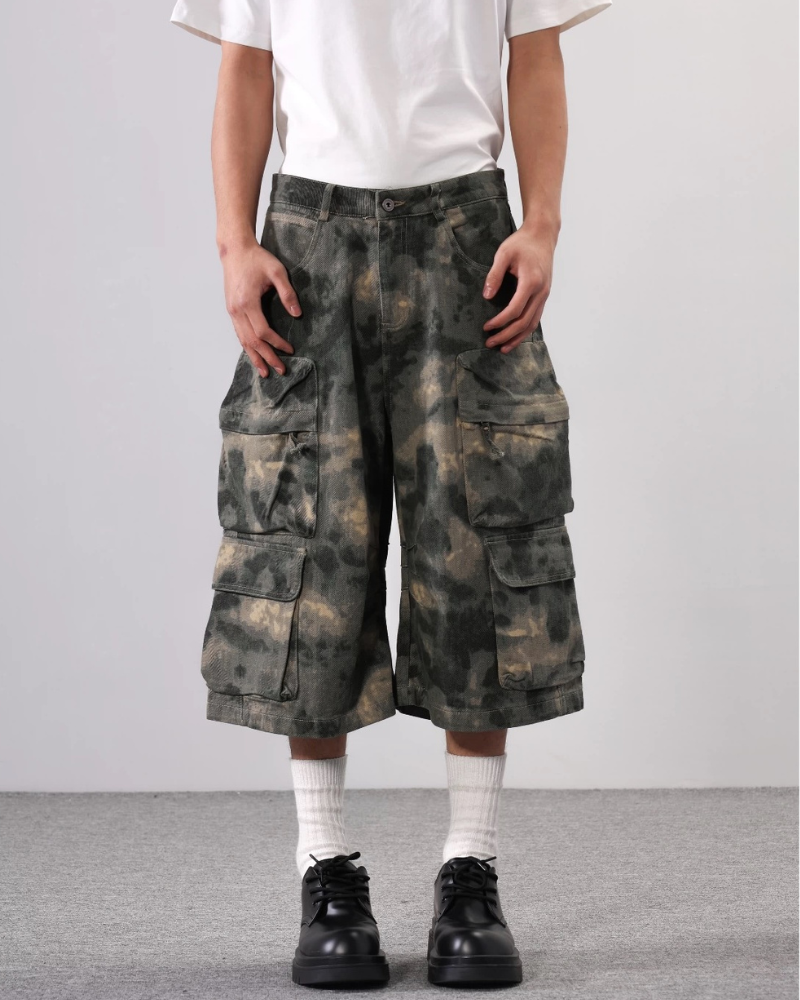 Techwear Denim Style Camo Jorts for Women