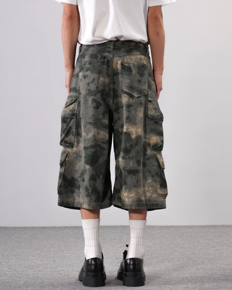 Techwear Denim Style Camo Jorts for Women