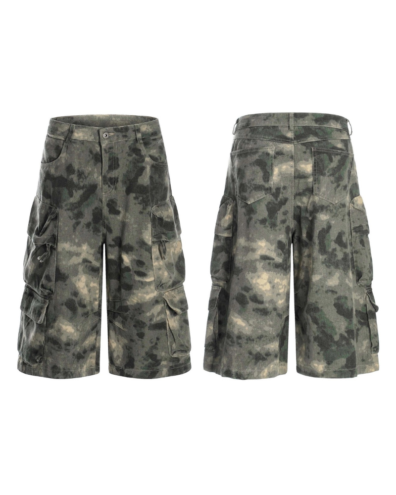 Techwear Denim Style Camo Jorts for Women