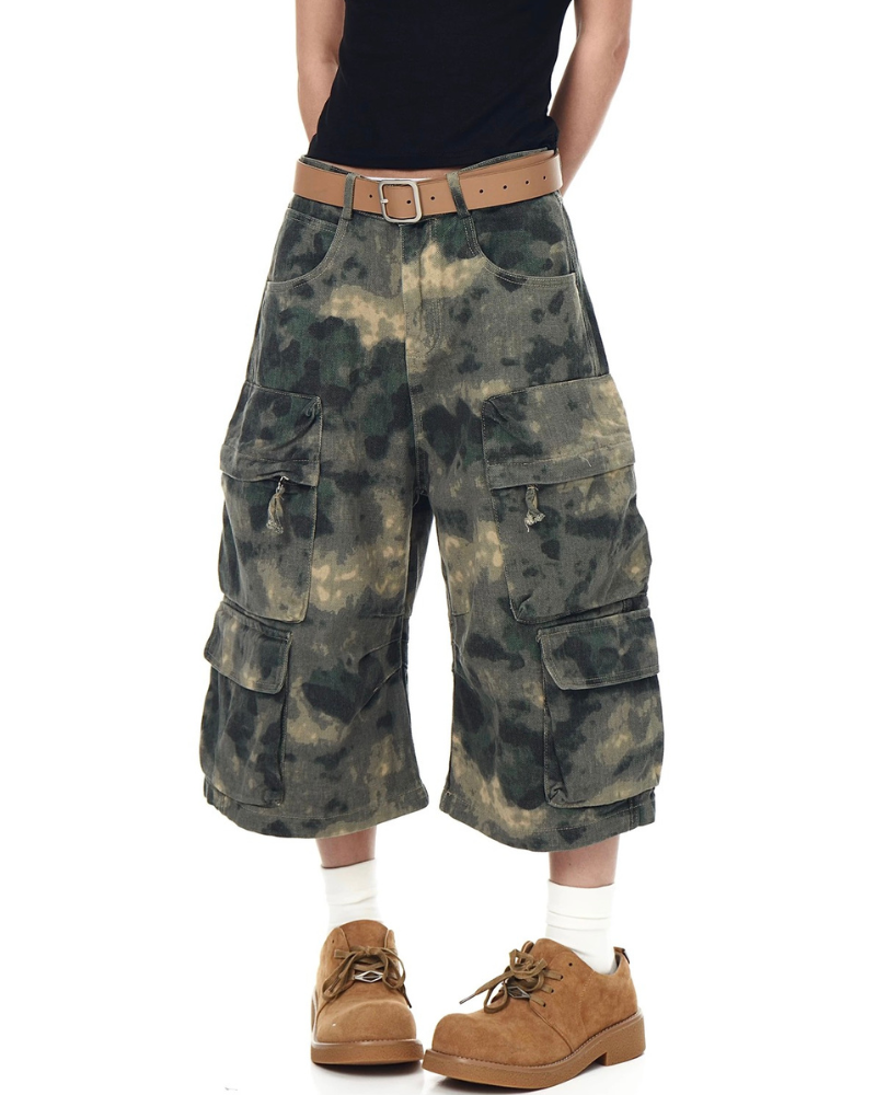 Techwear Denim Style Camo Jorts for Women