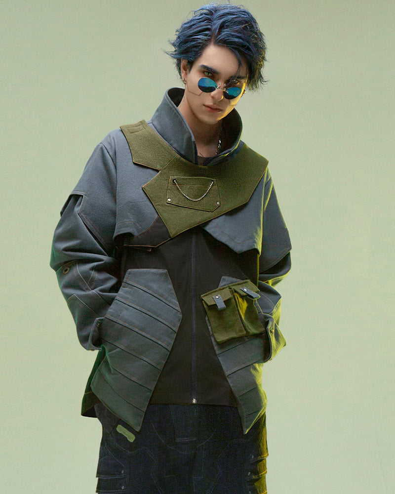 XIPHEVIL Cyberpunk Outfits Far-Off Vanguard Multi-Pocket Jacket