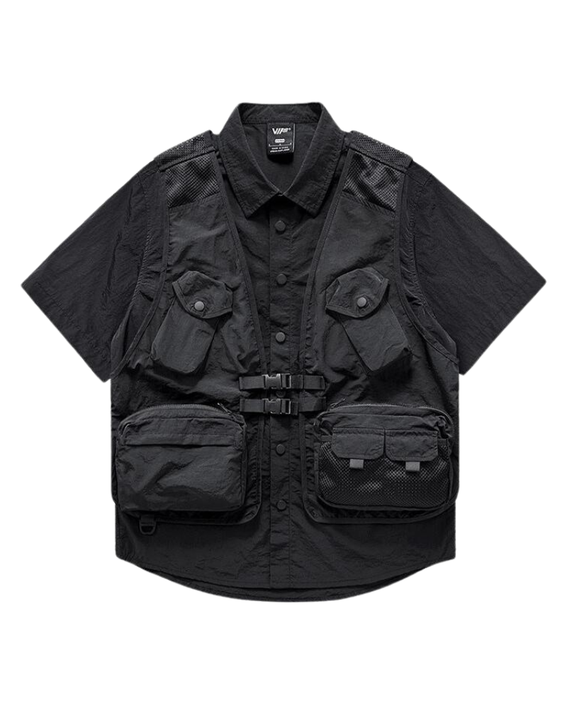 Functional Fake Two-Piece Short Sleeve Shirt