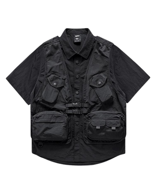 Functional Fake Two-Piece Short Sleeve Shirt