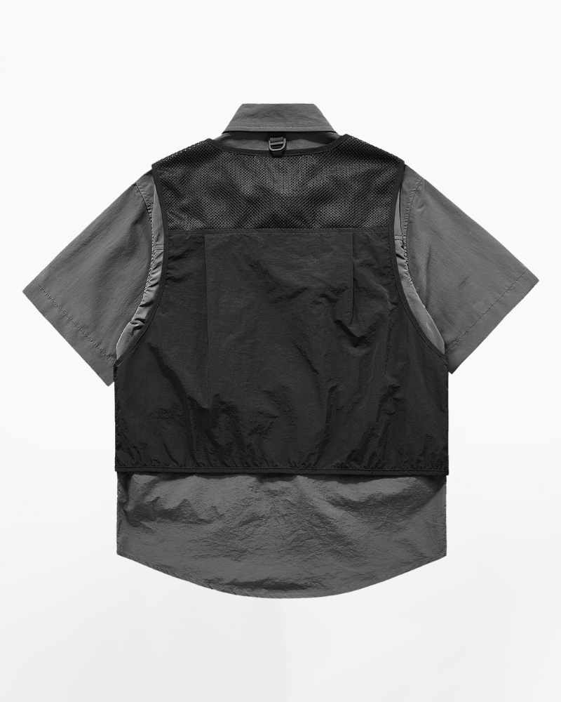 Functional Fake Two-Piece Short Sleeve Shirt