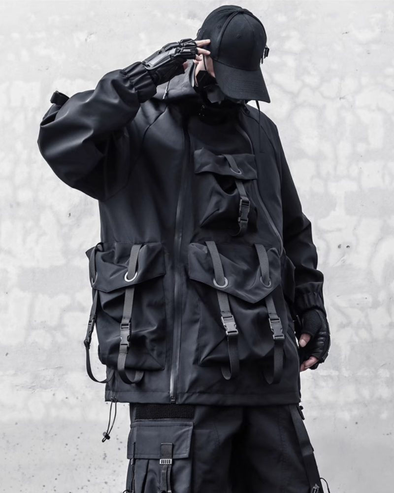 Functional Hardcore Loose Cyberpunk Hooded Jacket