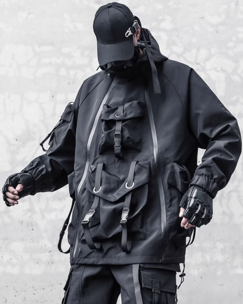 Functional Hardcore Loose Cyberpunk Hooded Jacket