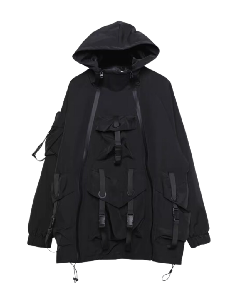 Functional Hardcore Loose Cyberpunk Hooded Jacket
