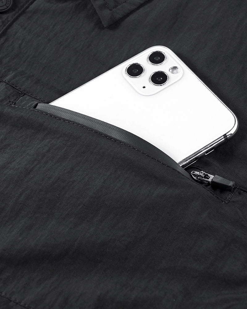 Functional Multi-Pocket Detachable Sleeve Shirt