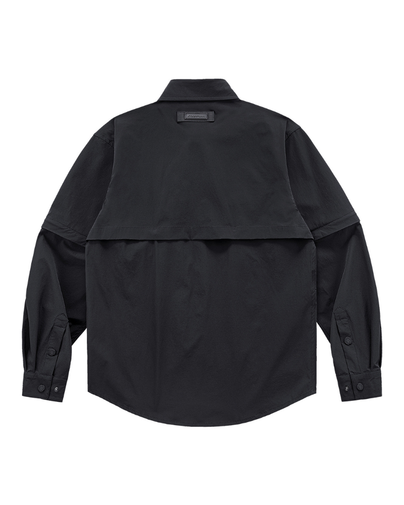 Functional Detachable Sleeve Patchwork Shirt