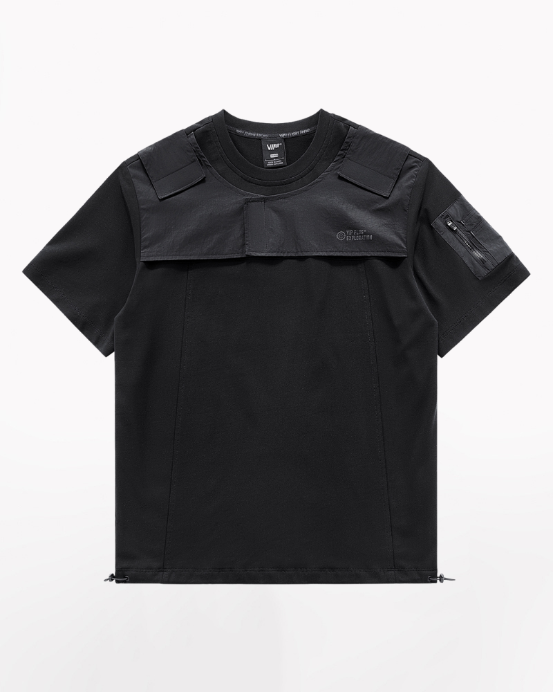 Functional Patchwork Sleeve Pocket Techwear T-Shirt