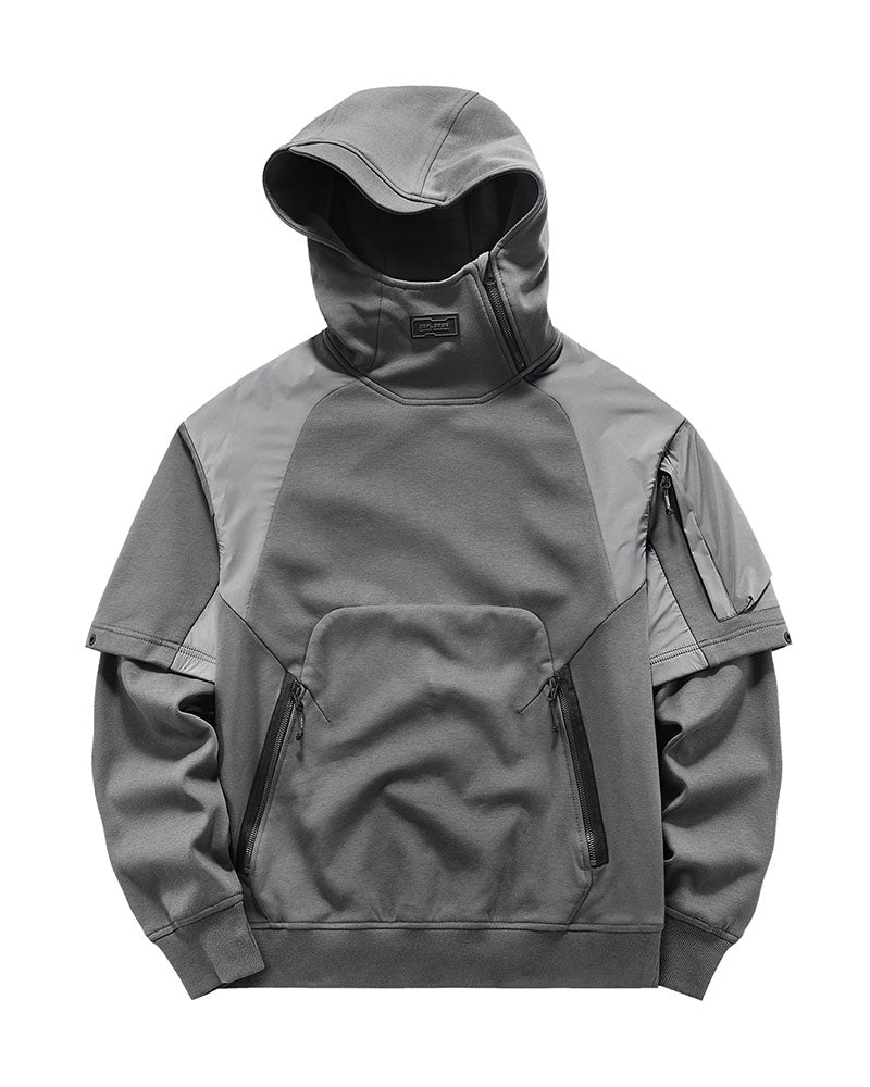 Functional Two-tone Spliced Tactical Hoodie