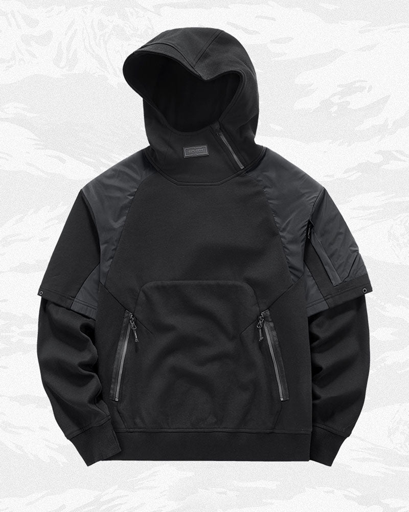 Functional Two-tone Spliced Tactical Hoodie