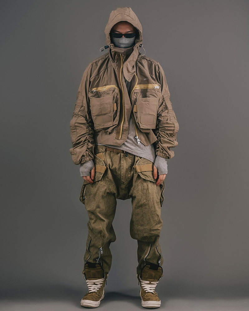 Functional Wasteland-Style 3D-Collar Hooded Jacket