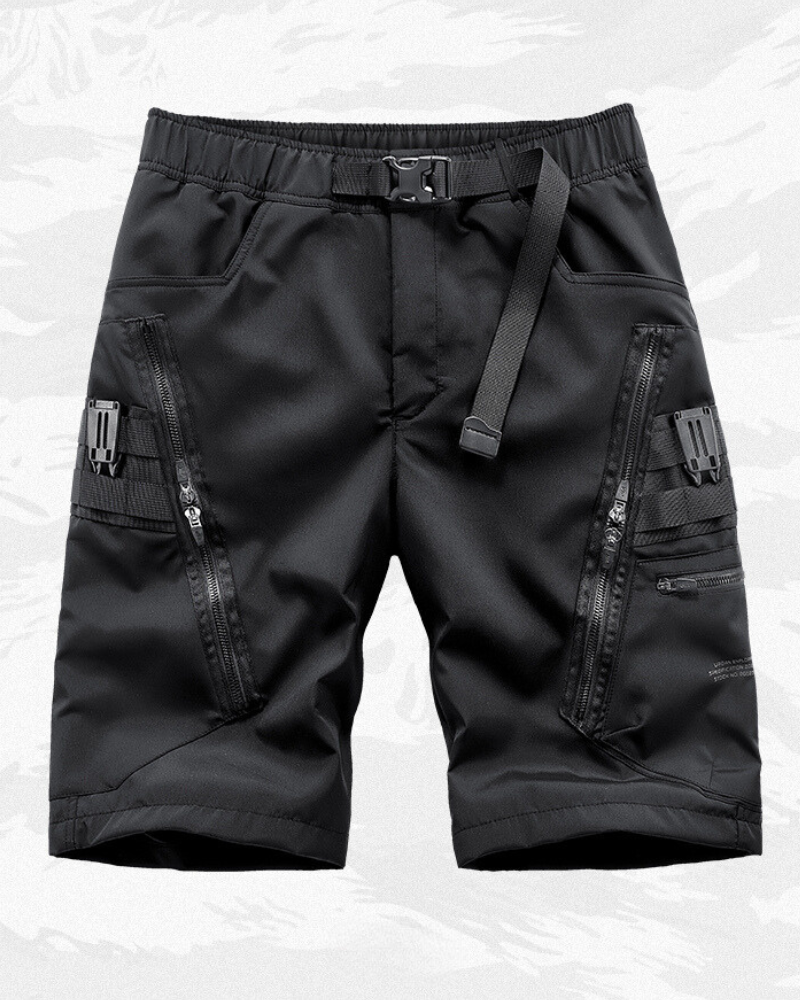 Functional Zip Pocket Black Cargo Shorts
