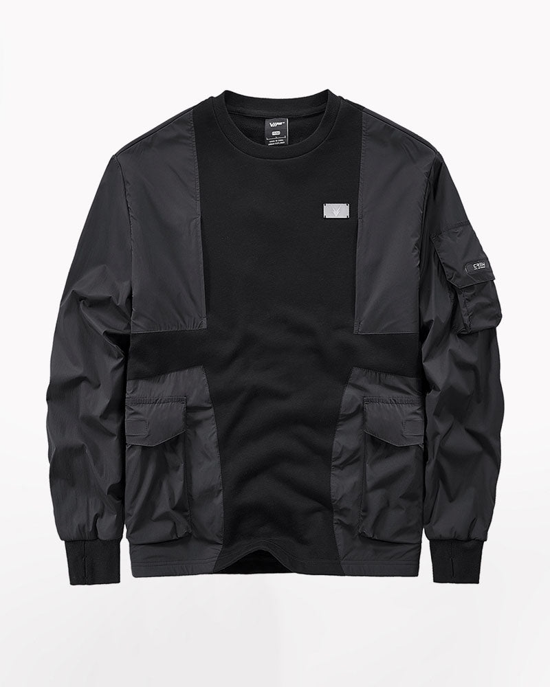 Techwear Functional Patchwork Pullover Sweatshirt