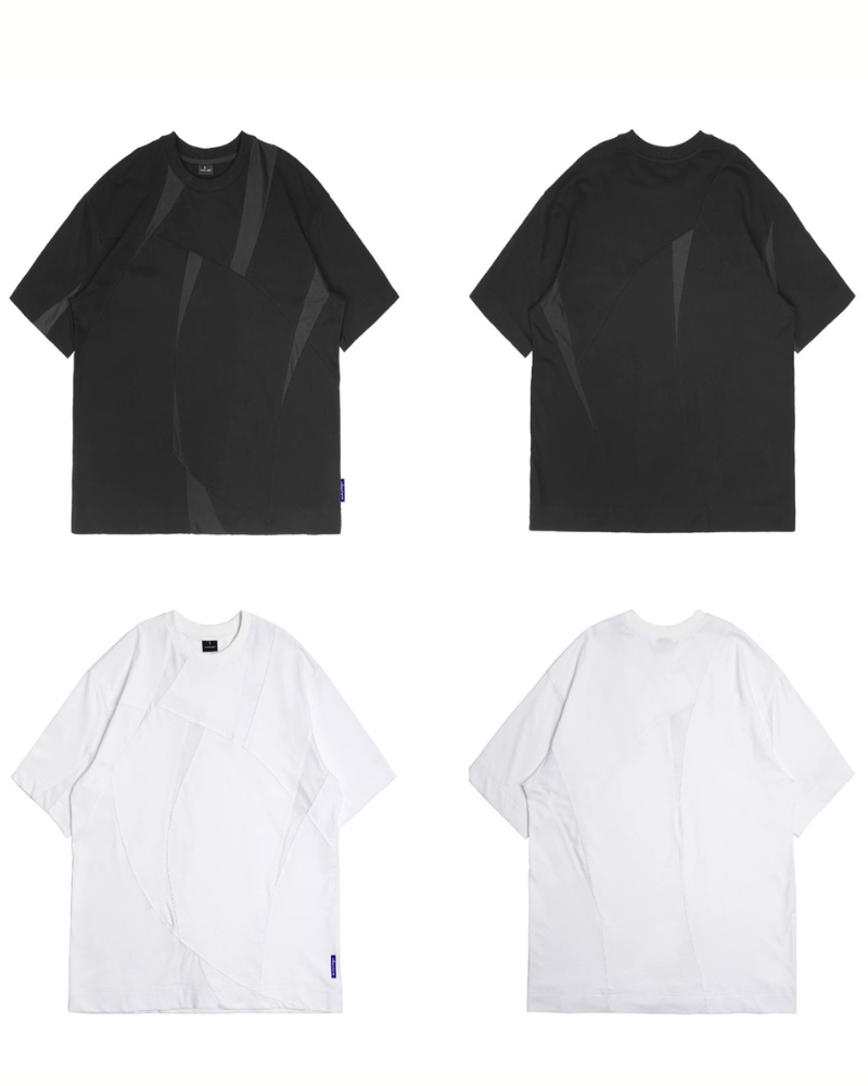 Geometric Patchwork Techwear T-Shirt