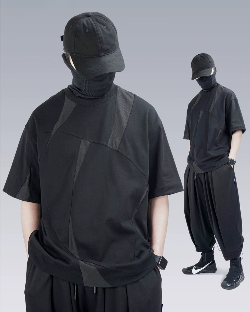 Geometric Patchwork Techwear T-Shirt