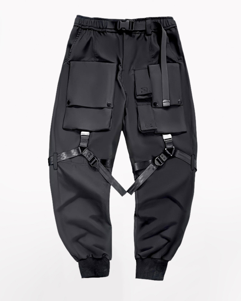 Black Paratrooper Techwear Cargo Pants