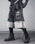 High-Street Wasteland Ripped Hem Washed Denim Shorts