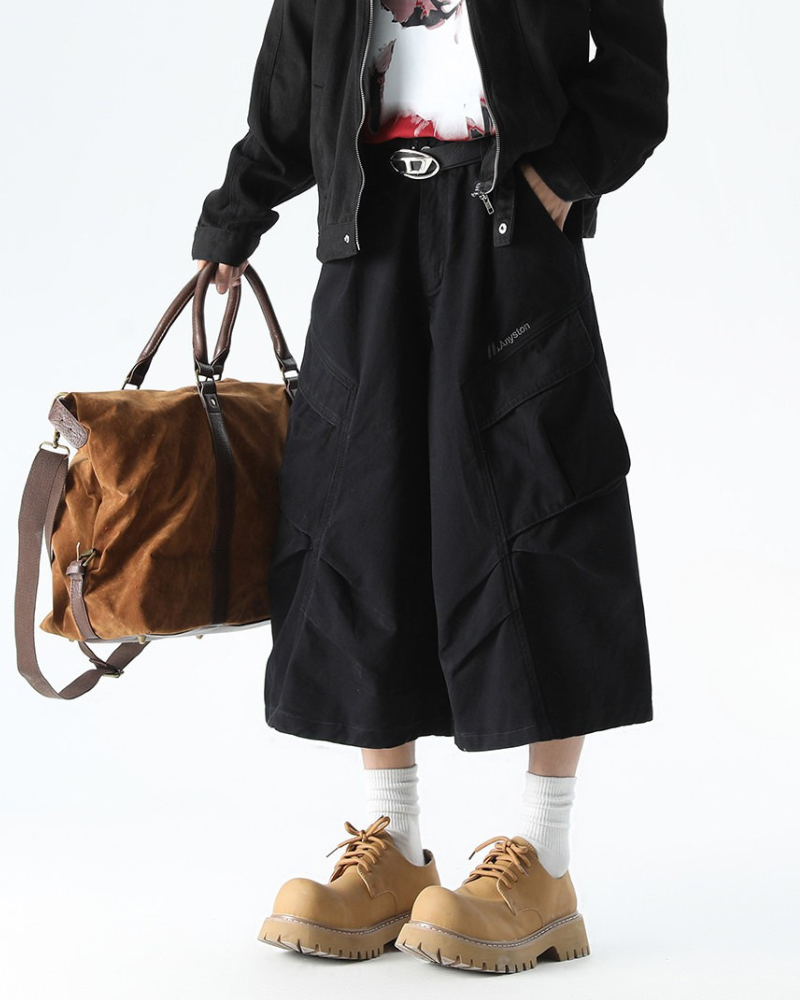 High Street Men's Denim-Look Cargo Shorts