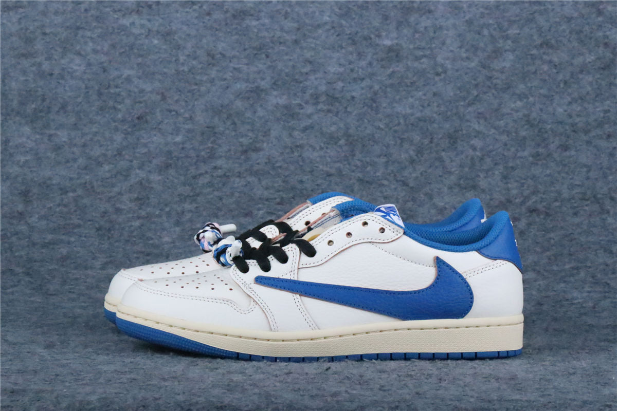 Fragment Design x Travis Scott x Air Jordan 1 Retro Low OG SP 'Sail Military Blue' (US Warehouse, No QC)