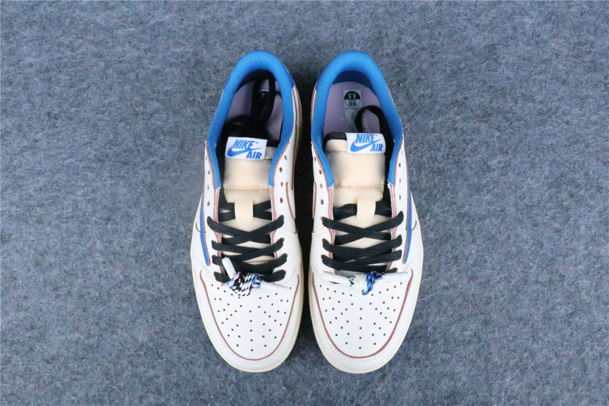 Fragment Design x Travis Scott x Air Jordan 1 Retro Low OG SP 'Sail Military Blue' (US Warehouse, No QC)