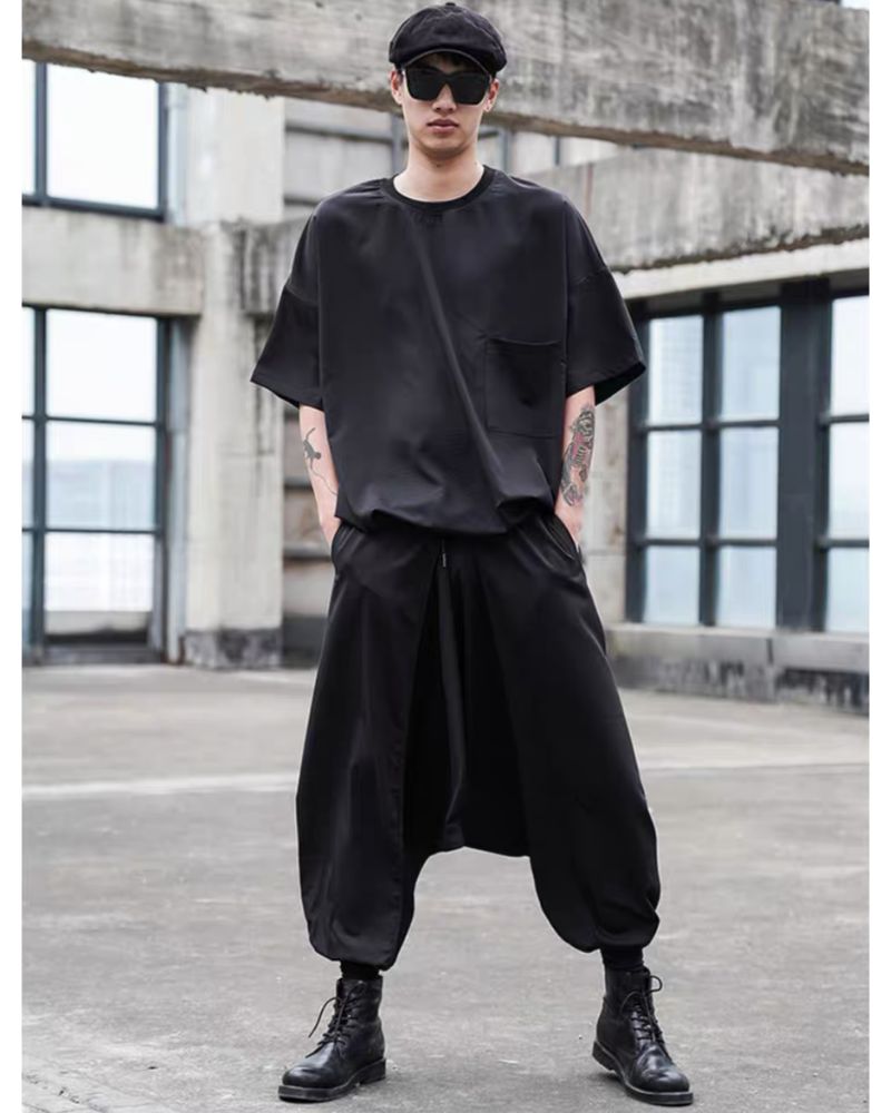 Japanese Techwear Hakama Black Pants