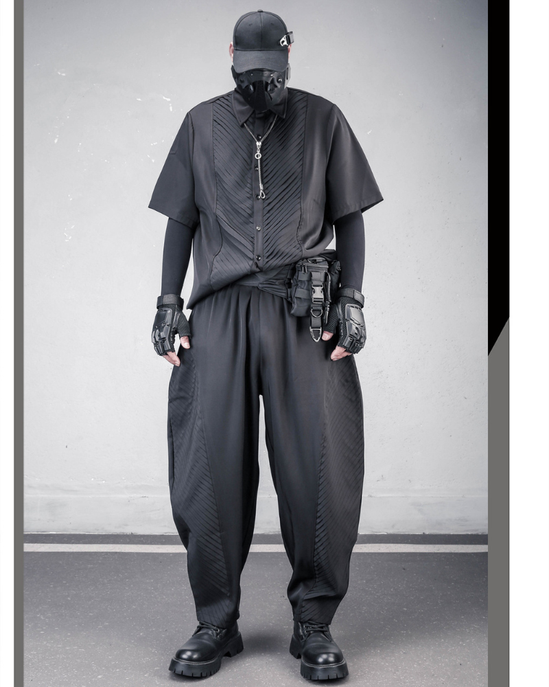 Japanese Style Summer Loose Pleated Short Sleeve Shirt
