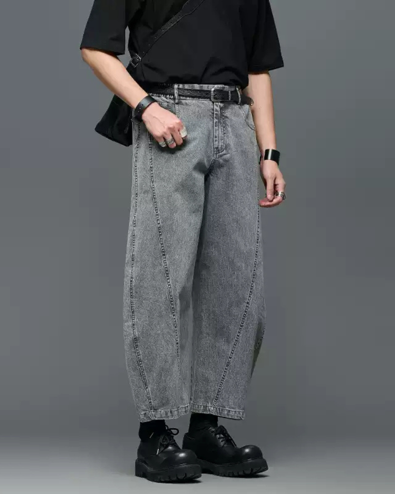 Japanese Vintage Curved Knife Cropped Straight Pants