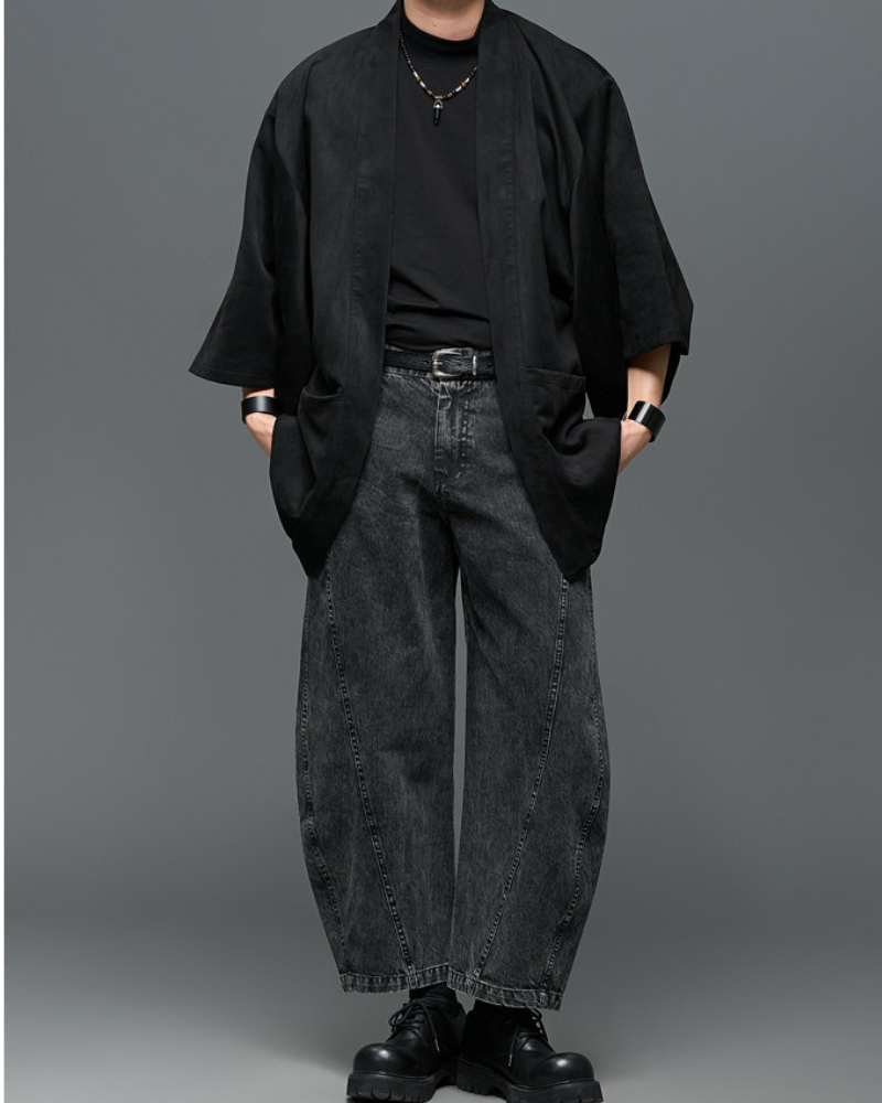 Japanese Vintage Curved Knife Cropped Straight Pants