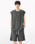 Men's Summer Hollow Hole Sleeveless T-Shirt & Shorts Set