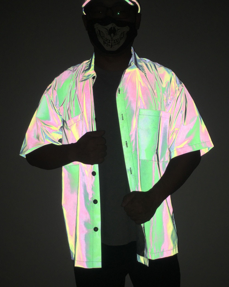 Techwear Men's Hip Hop Reflective Short-Sleeve Shirt